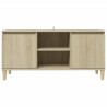 Mueble de TV patas madera maciza roble Sonoma 103.5x35x50 cm 5