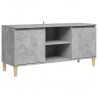 Mueble de TV patas madera maciza gris hormigón 103.5x35x50 cm 2