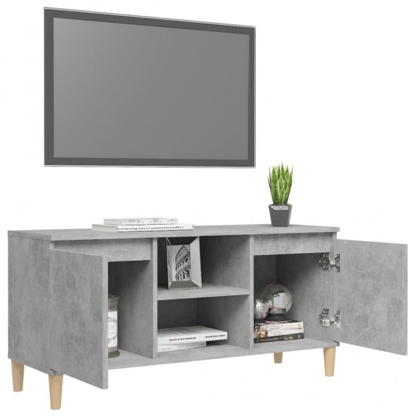 Mueble de TV patas madera maciza gris hormigón 103.5x35x50 cm M 4