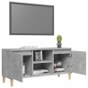 Mueble de TV patas madera maciza gris hormigón 103.5x35x50 cm 4