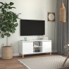 Mueble de TV patas madera pino blanco con brillo 103.5x35x50 cm 1