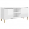 Mueble de TV patas madera pino blanco con brillo 103.5x35x50 cm 2