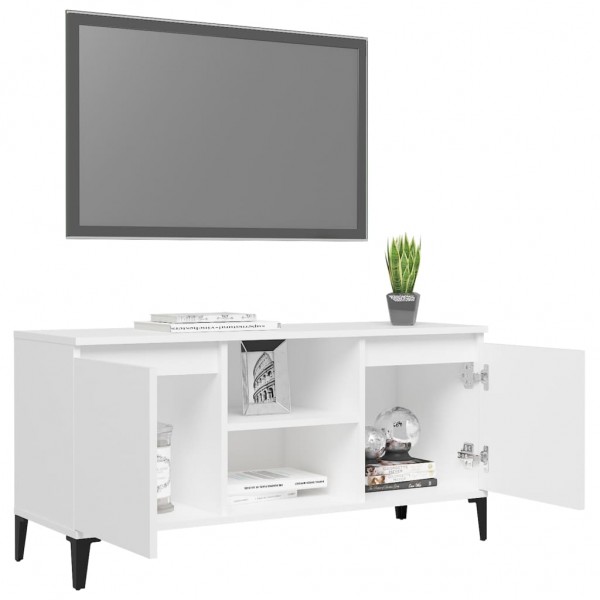 Mueble de TV con patas de metal blanco 103.5x35x50 cm M 4