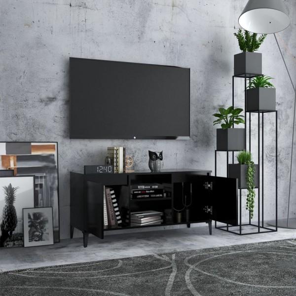 Mueble de TV con patas de metal negro 103.5x35x50 cm M 3
