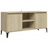 Mueble de TV con patas metal color roble Sonoma 103.5x35x50 cm 2