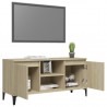 Mueble de TV con patas metal color roble Sonoma 103.5x35x50 cm 4