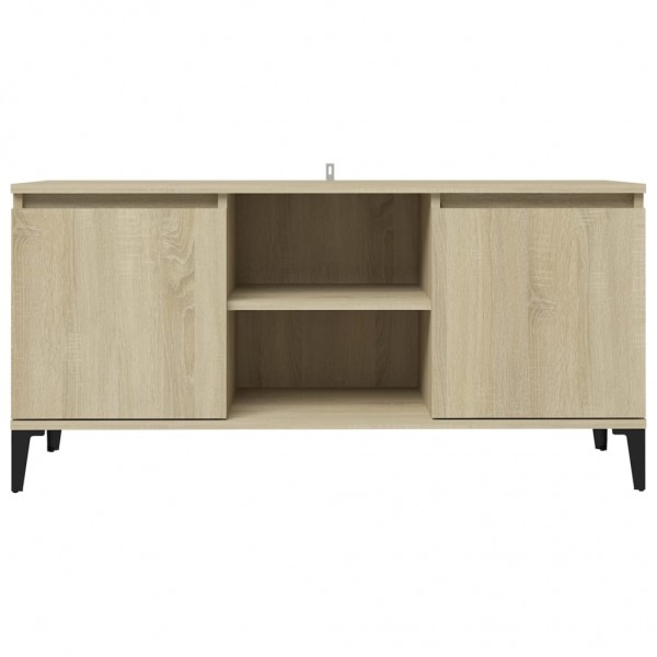 Mueble de TV con patas metal color roble Sonoma 103.5x35x50 cm M 5