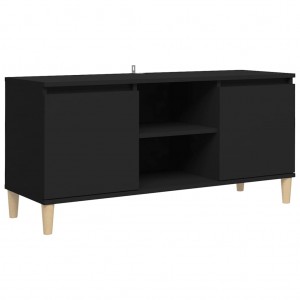 Móvel de TV com pernas de madeira maciça 103.5x35x50 cm preto H