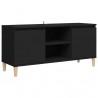 Mueble de TV con patas de madera maciza negro 103.5x35x50 cm 2