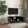 Mueble de TV con patas de madera maciza negro 103.5x35x50 cm 5