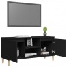 Mueble de TV con patas de madera maciza negro 103.5x35x50 cm 1