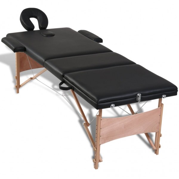 Mesa de massagens dobrável 3 zonas + estrutura de madeira preto M 5