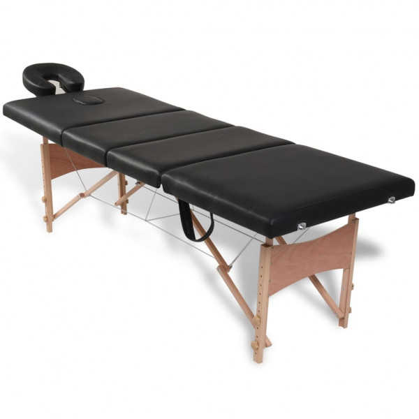 Mesa de massagens dobrável 4 zonas + estrutura de madeira preto M 2