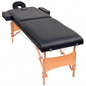 Mesa de massagem dobrável de 2 zonas 10 cm espessura preto H