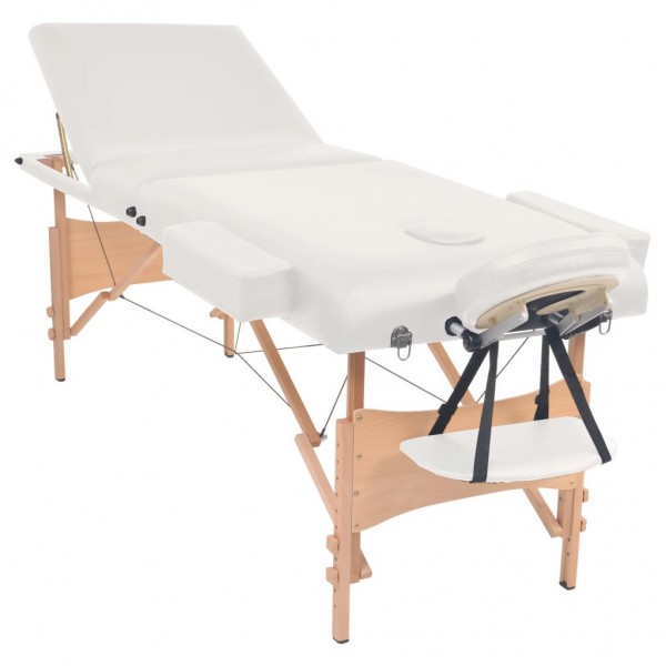 Mesa de massagens dobrável 3 zonas 10 cm espessura branco M 2