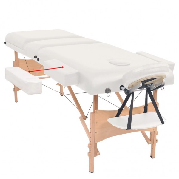 Mesa de massagens dobrável 3 zonas 10 cm espessura branco M 4