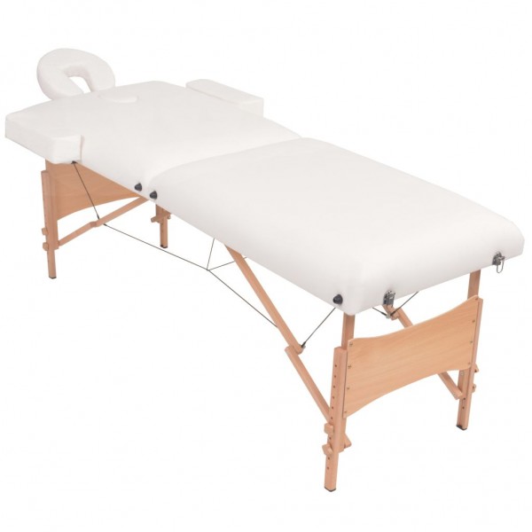 Mesa massagem dobrável 2 zonas + banco 10 cm espessura branco M 2