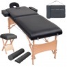 Mesa massagem dobrável 2 zonas + banco 10 cm espessura preto 1