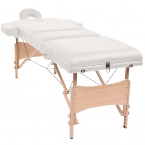 Mesa massagem dobrável 3 zonas + banco 10 cm espessura branco H