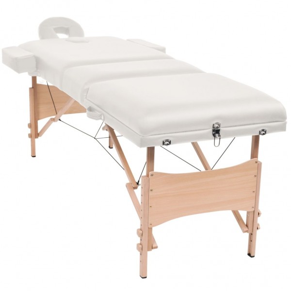 Mesa massagem dobrável 3 zonas + banco 10 cm espessura branco M 2