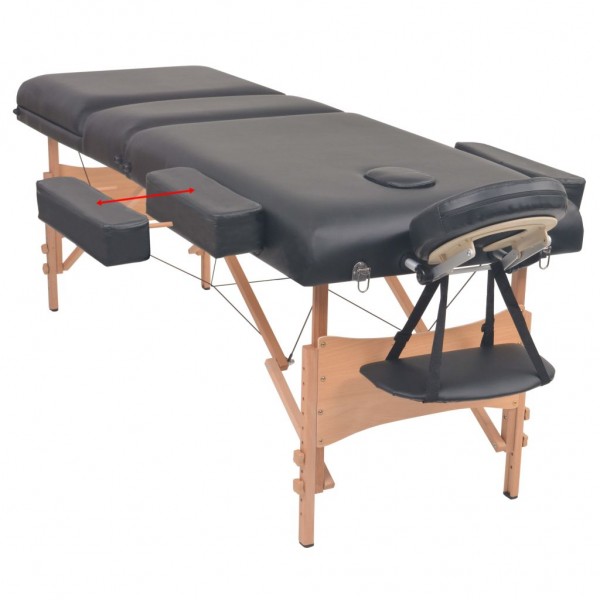 Mesa massagem dobrável 3 zonas + banco 10 cm espessura preto M 4