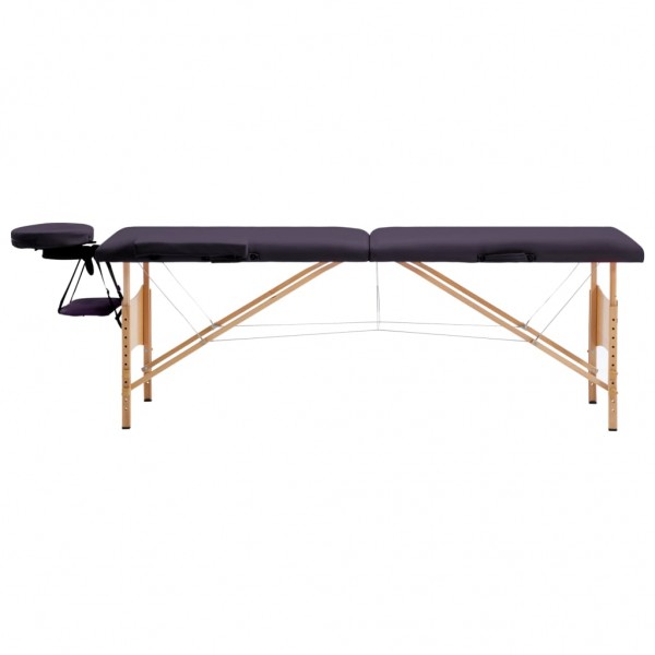 Mesa de massagens dobrável 2 zonas madeira roxo M 2
