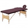 Mesa de massagens dobrável 2 zonas madeira roxo tinto 1