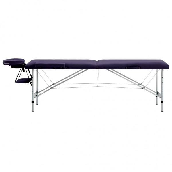 Mesa de massagens dobrável 2 zonas alumínio roxo M 2