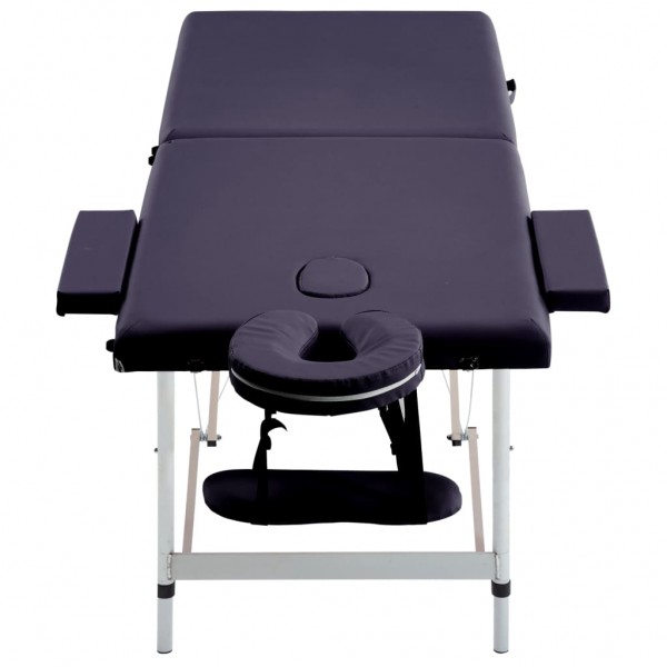 Mesa de massagens dobrável 2 zonas alumínio roxo M 3