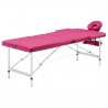 Mesa de massagens dobrável 3 zonas alumínio rosa 1