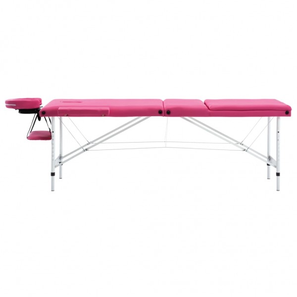 Mesa de massagens dobrável 3 zonas alumínio rosa M 2