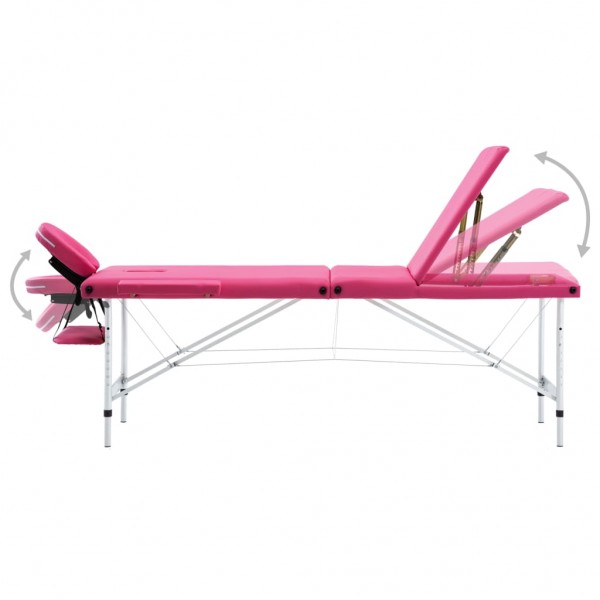 Mesa de massagens dobrável 3 zonas alumínio rosa M 3