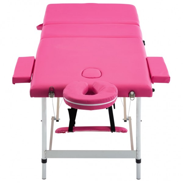 Mesa de massagens dobrável 3 zonas alumínio rosa M 4