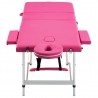 Mesa de massagens dobrável 3 zonas alumínio rosa 4
