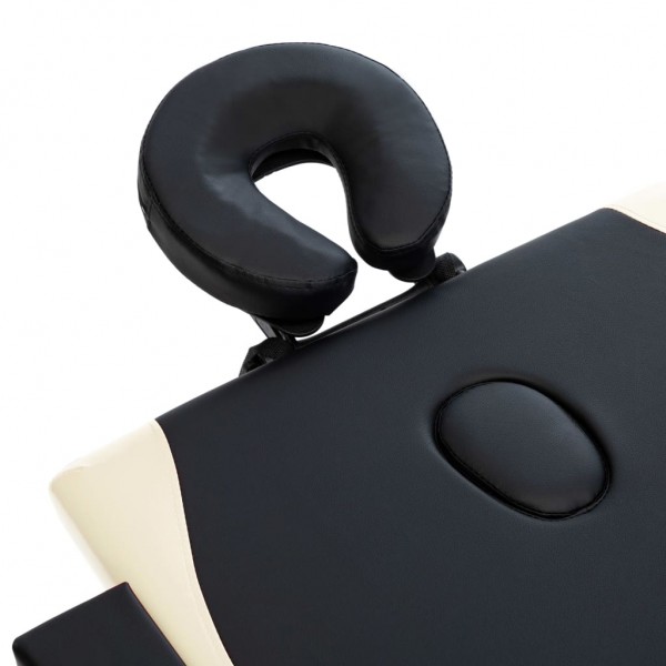 Camilla de masaje plegable 2 zonas madera negro y beige M 5
