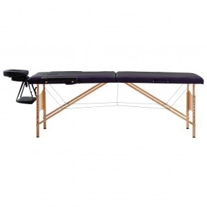 Mesa de massagens dobrável 2 zonas madeira preto H