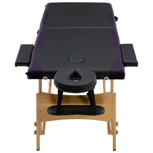 Mesa de massagens dobrável 2 zonas madeira preto M 4