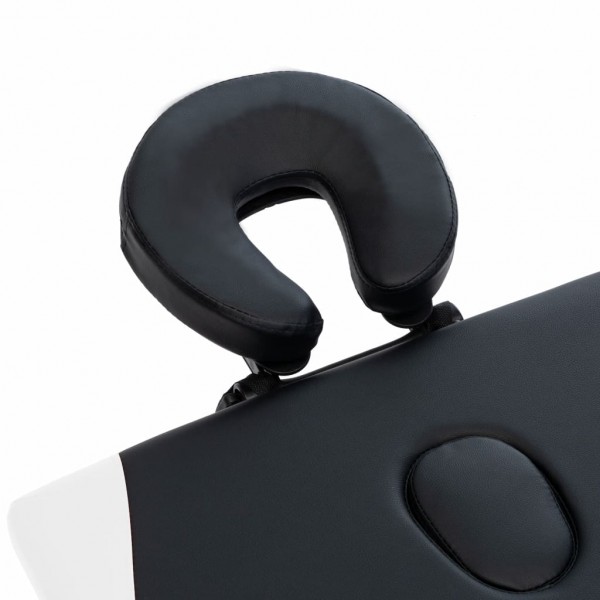 Mesa de massagem dobrável 2 zonas alumínio preto e branco M 5