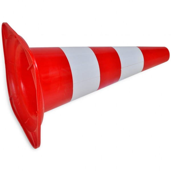 10 cones de sinalização viária reflexivos vermelho e branco. 50 cm M 4
