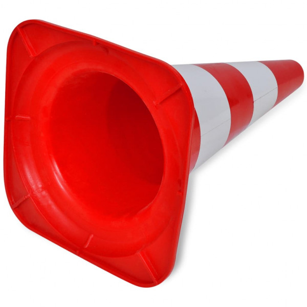 10 cones de sinalização viária reflexivos vermelho e branco. 50 cm M 5
