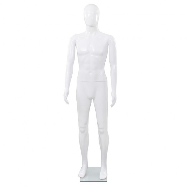 Maniquí de hombre completo base vidrio blanco brillante 185 cm M 3