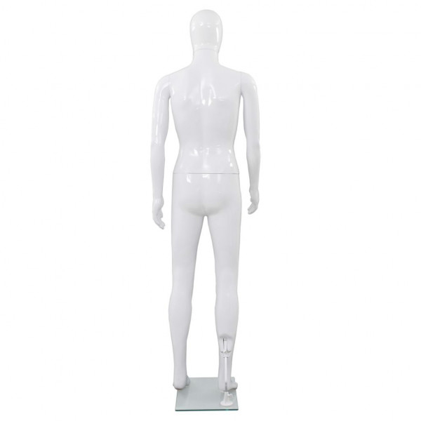 Manequim masculino completo base vidro 185 cm branco brilhante M 5