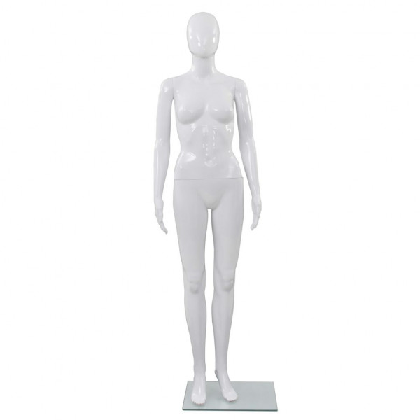 Maniquí de mujer completo base de vidrio blanco brillante 175cm M 3