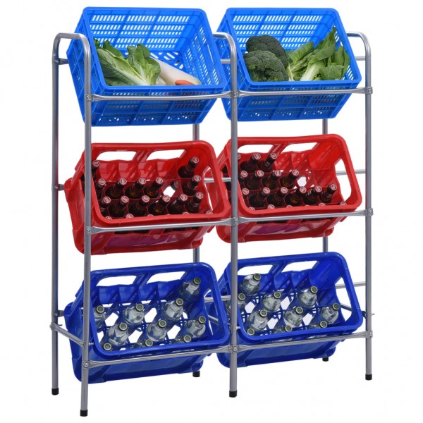 Estante de almacenamiento para 6 cajas acero plata 96x33x116 cm D