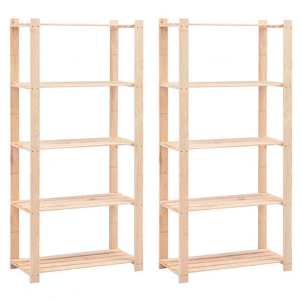 Estantería 5 niveles 2 unidades madera pino maciza 250 kg D