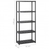 Unidade com 5 prateleiras 284x38x170 cm plástico preto 5