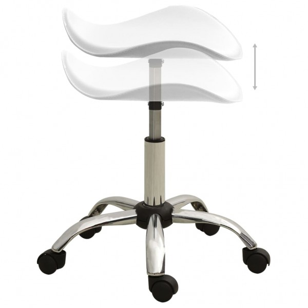 Taburete de salón de belleza de cuero sintético blanco M 3