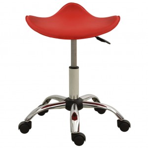 Taburete de salón de belleza de cuero sintético rojo H