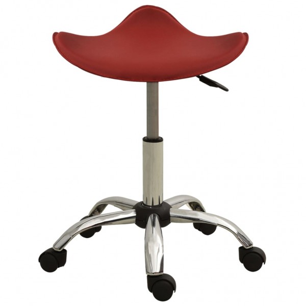 Taburete de salón de belleza de cuero sintético rojo vino tinto M 2