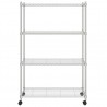 Estante almacenaje 4 niveles ruedas 90x35x142cm cromado 200kg 3